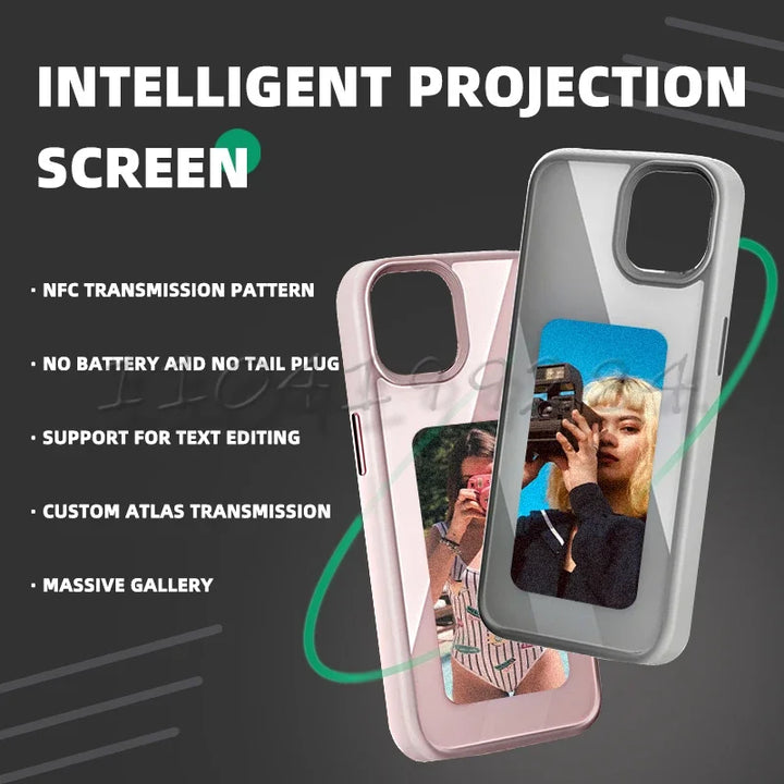 Funda de silicona con tinta electrónica inteligente para iPhone 16, 15, 14 y 13 Pro Max Plus, con NFC y foto únicas