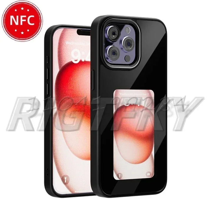 Funda de silicona con tinta electrónica inteligente para iPhone 16, 15, 14 y 13 Pro Max Plus, con NFC y foto únicas