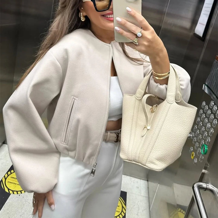 Chaqueta bomber TRAF para mujer, estilo retro