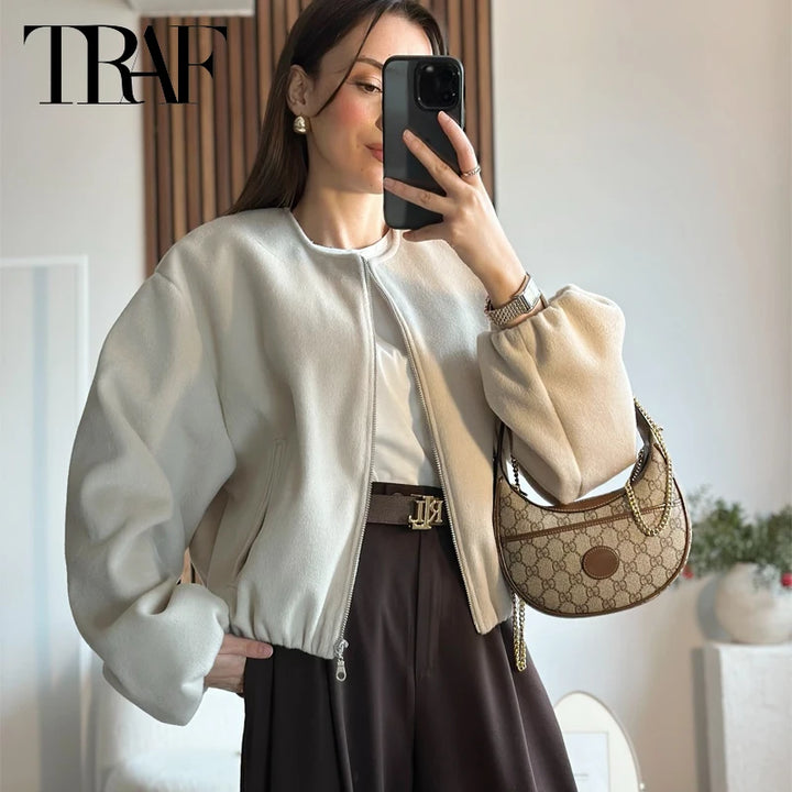 Chaqueta bomber TRAF para mujer, estilo retro