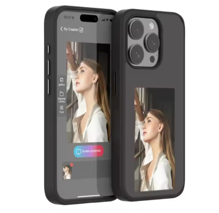 Funda de silicona con tinta electrónica inteligente para iPhone 16, 15, 14 y 13 Pro Max Plus, con NFC y foto únicas